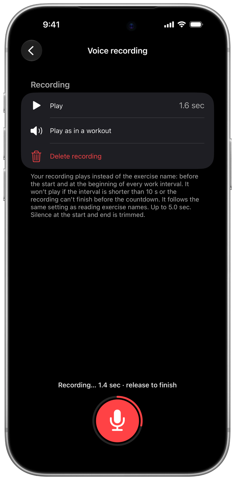 Recording an exercise name in your own voice in Ares