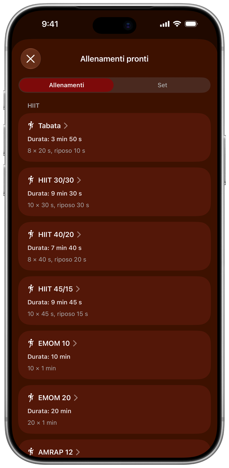 Allenamenti pronti in Ares: Tabata, HIIT 30/30, 40/20 e 45/15, EMOM 10 ed EMOM 20