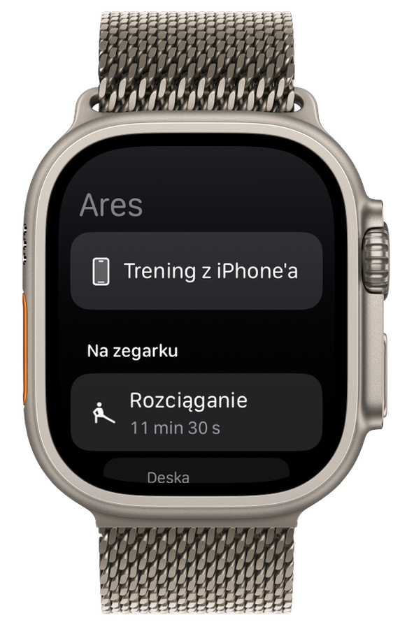 Lista treningów wgranych na Apple Watch w Ares