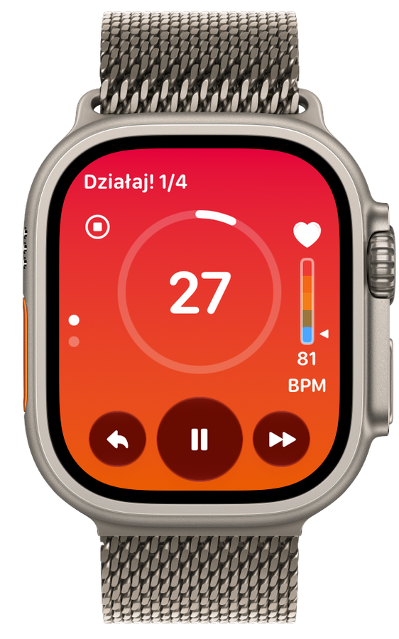 Ares na Apple Watch w fazie pracy z tętnem