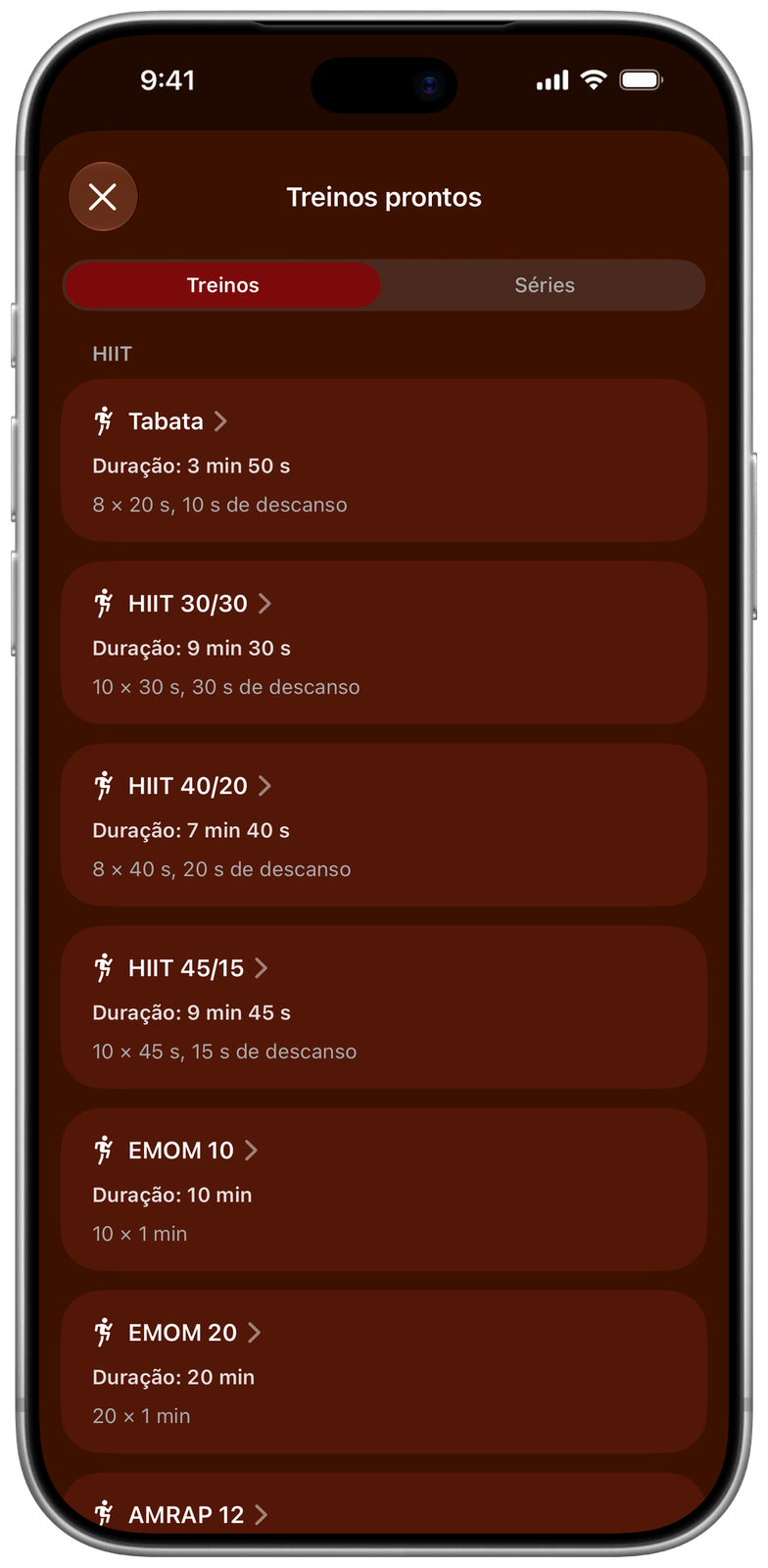 Treinos prontos no Ares: Tabata, HIIT 30/30, 40/20 e 45/15, EMOM 10 e EMOM 20