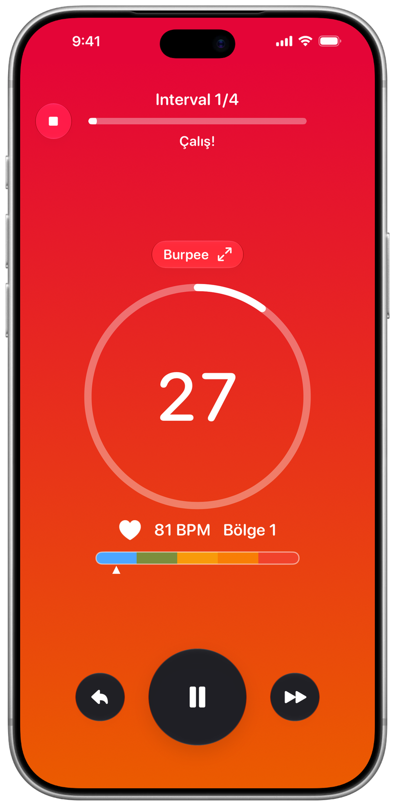 Çalışma aşamasında Ares antrenman ekranı, Ares Red teması